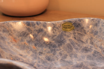 Blue Onyx Centerpiece Bowl – 12" x 10" Handcrafted Decorative Accent