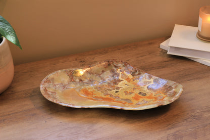 Green Onyx Accent Centerpiece – 13" x 8" Handcrafted Decorative Piece