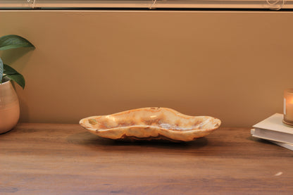 Honey Onyx Accent Centerpiece Tray – 13" x 7" Handcrafted Decorative Piece