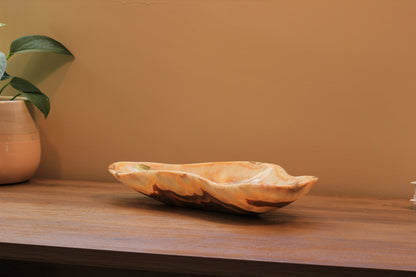 Honey Onyx Accent Centerpiece Tray – 13" x 7" Handcrafted Decorative Piece