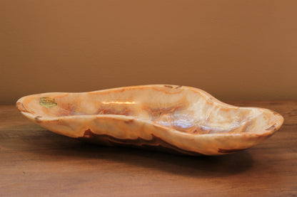 Honey Onyx Accent Centerpiece Tray – 13" x 7" Handcrafted Decorative Piece