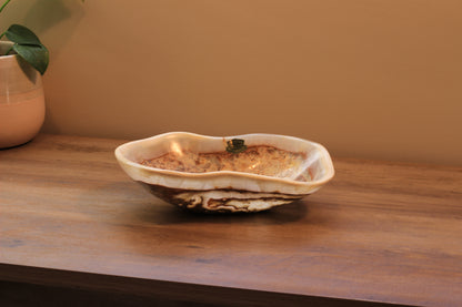 Beige Onyx Accent Centerpiece Bowl – 10" x 7" Handcrafted Decorative Piece