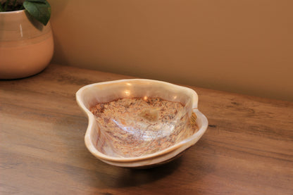 Beige Onyx Accent Centerpiece Bowl – 10" x 7" Handcrafted Decorative Piece