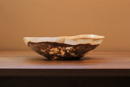 Beige Onyx Accent Centerpiece Bowl – 10" x 7" Handcrafted Decorative Piece