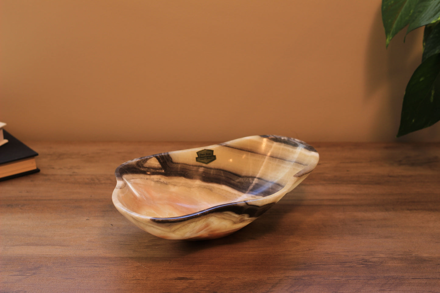 Yellow Onyx Accent Centerpiece Bowl – 11" x 8" Handcrafted Decorative Piece