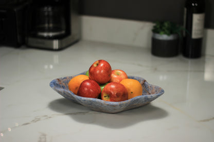 Blue & Red Onyx Centerpiece Bowl – 13" x 10" Handcrafted Decorative Accent