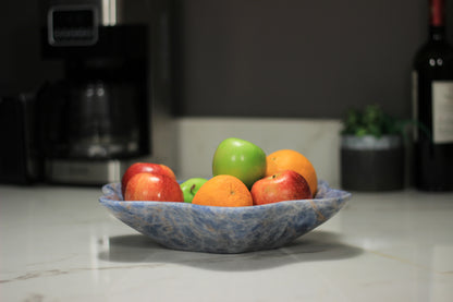 Blue Onyx Centerpiece Bowl – 12" x 10" Handcrafted Decorative Accent