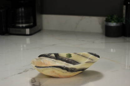 Yellow Onyx Accent Centerpiece Bowl – 11" x 8" Handcrafted Decorative Piece