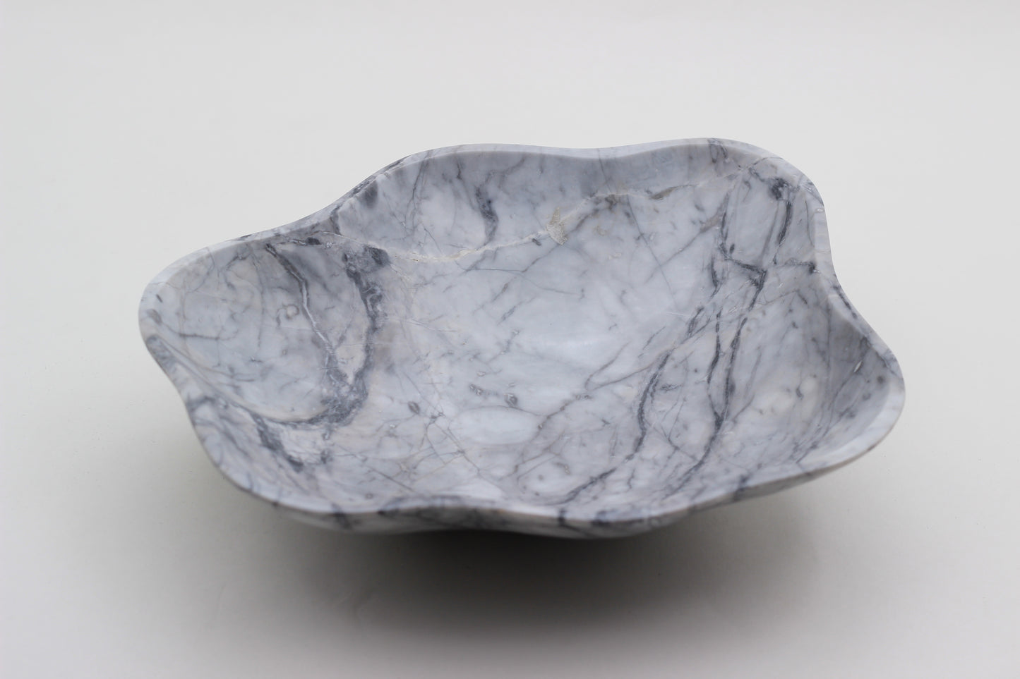 Grey Marble Centerpiece Bowl – 10" x 8" Handcrafted Decorative Accent