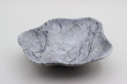 Grey Marble Centerpiece Bowl – 10" x 8" Handcrafted Decorative Accent