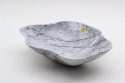 Grey Marble Centerpiece Bowl – 10" x 8" Handcrafted Decorative Accent