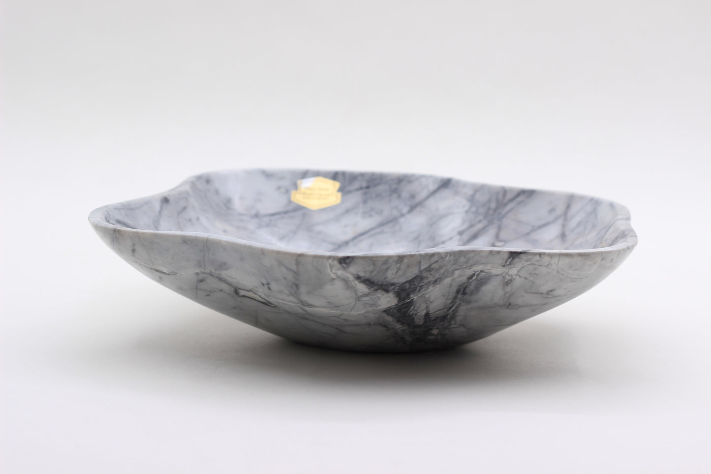 Grey Marble Centerpiece Bowl – 10" x 8" Handcrafted Decorative Accent