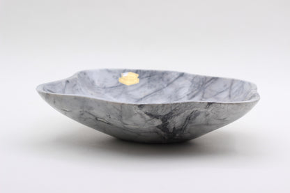 Grey Marble Centerpiece Bowl – 10" x 8" Handcrafted Decorative Accent