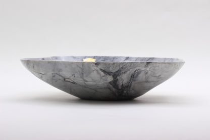 Grey Marble Centerpiece Bowl – 10" x 8" Handcrafted Decorative Accent