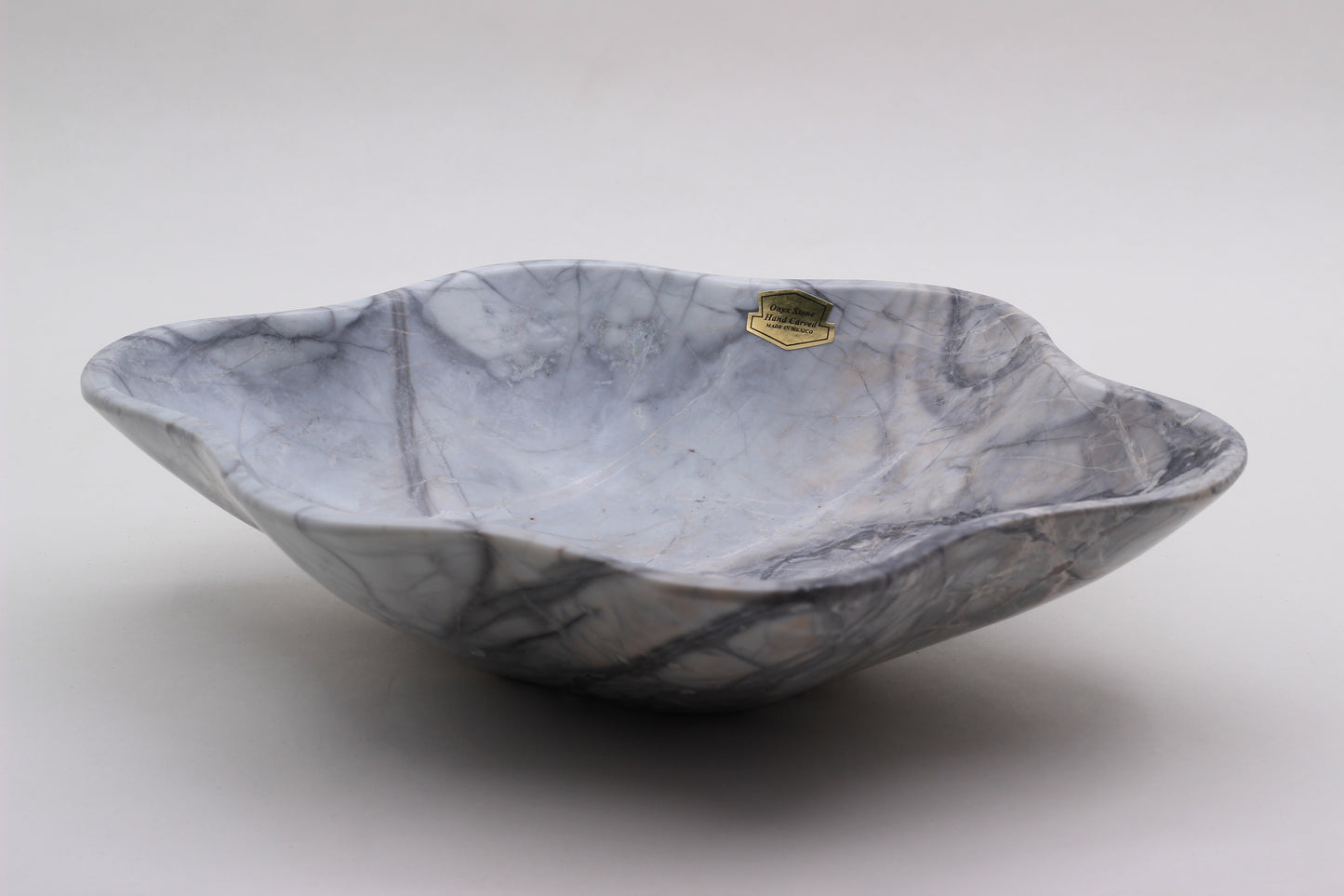 Grey Marble Centerpiece Bowl – 12" x 10" Handcrafted Decorative Accent