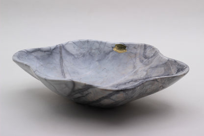 Grey Marble Centerpiece Bowl – 12" x 10" Handcrafted Decorative Accent