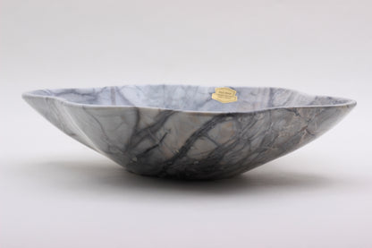 Grey Marble Centerpiece Bowl – 12" x 10" Handcrafted Decorative Accent