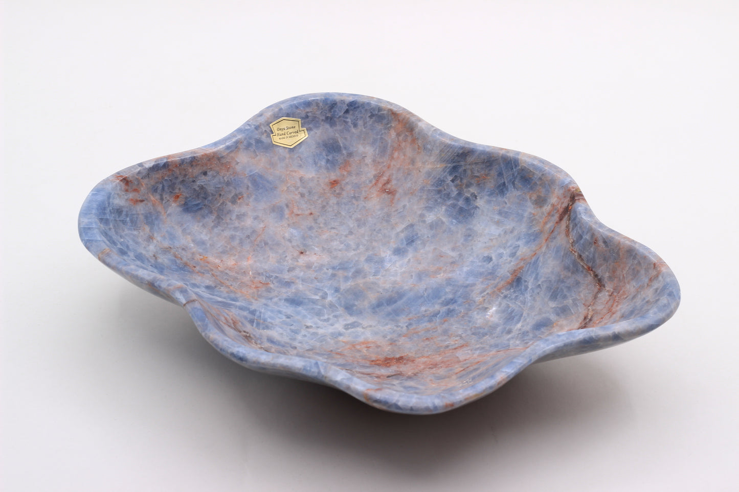 Blue & Red Onyx Centerpiece Bowl – 13" x 10" Handcrafted Decorative Accent