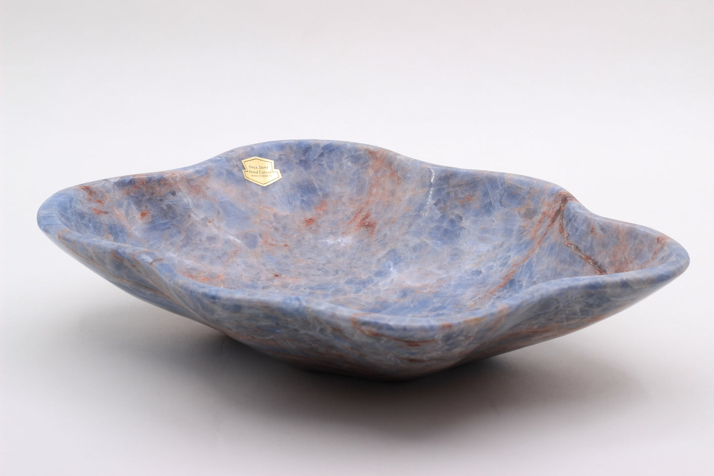 Blue & Red Onyx Centerpiece Bowl – 13" x 10" Handcrafted Decorative Accent