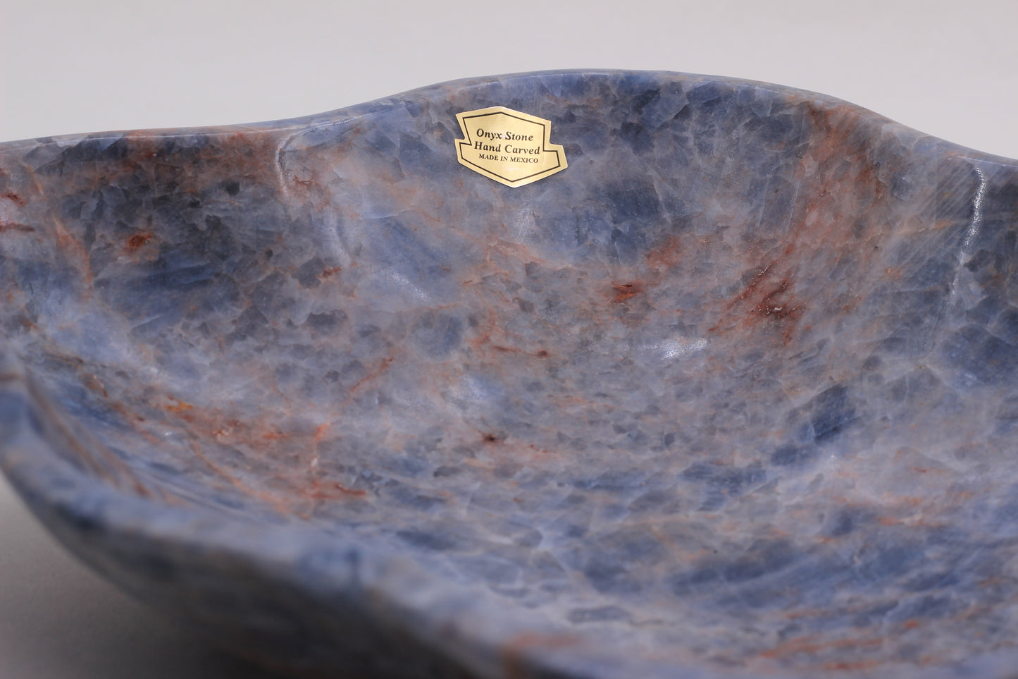 Blue & Red Onyx Centerpiece Bowl – 13" x 10" Handcrafted Decorative Accent