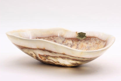Beige Onyx Accent Centerpiece Bowl – 10" x 7" Handcrafted Decorative Piece