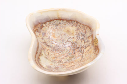 Beige Onyx Accent Centerpiece Bowl – 10" x 7" Handcrafted Decorative Piece