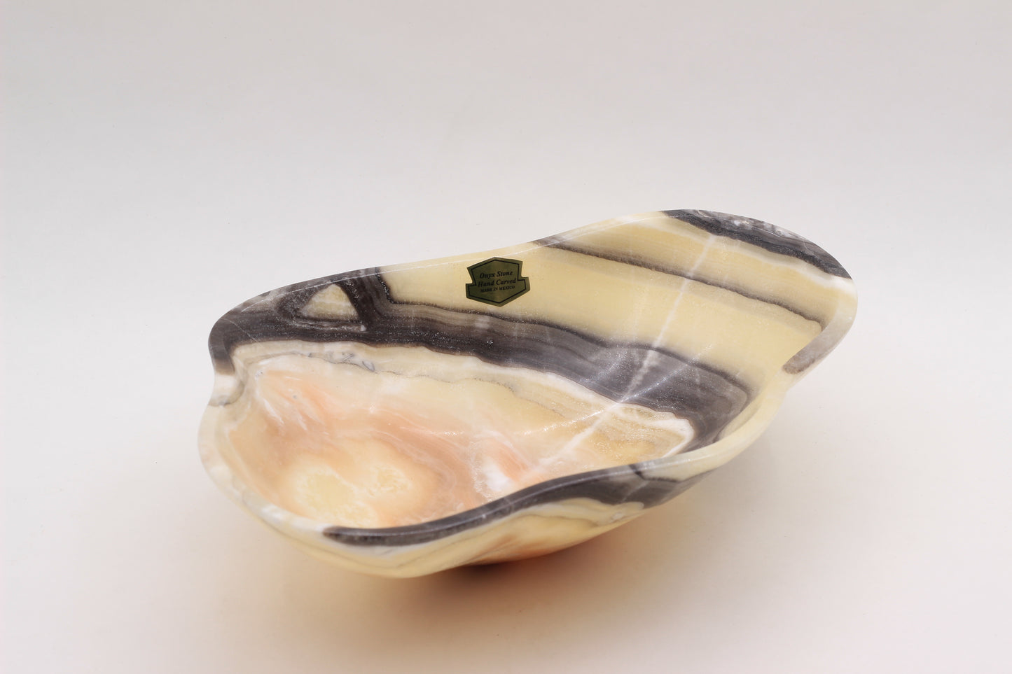 Yellow Onyx Accent Centerpiece Bowl – 11" x 8" Handcrafted Decorative Piece