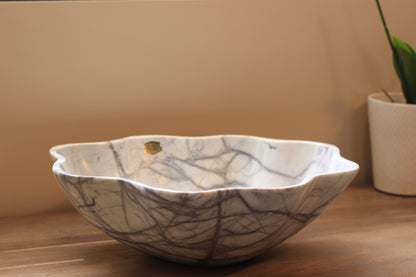 Grey Marble Centerpiece Bowl – 15" x 12" Handcrafted Statement Piece