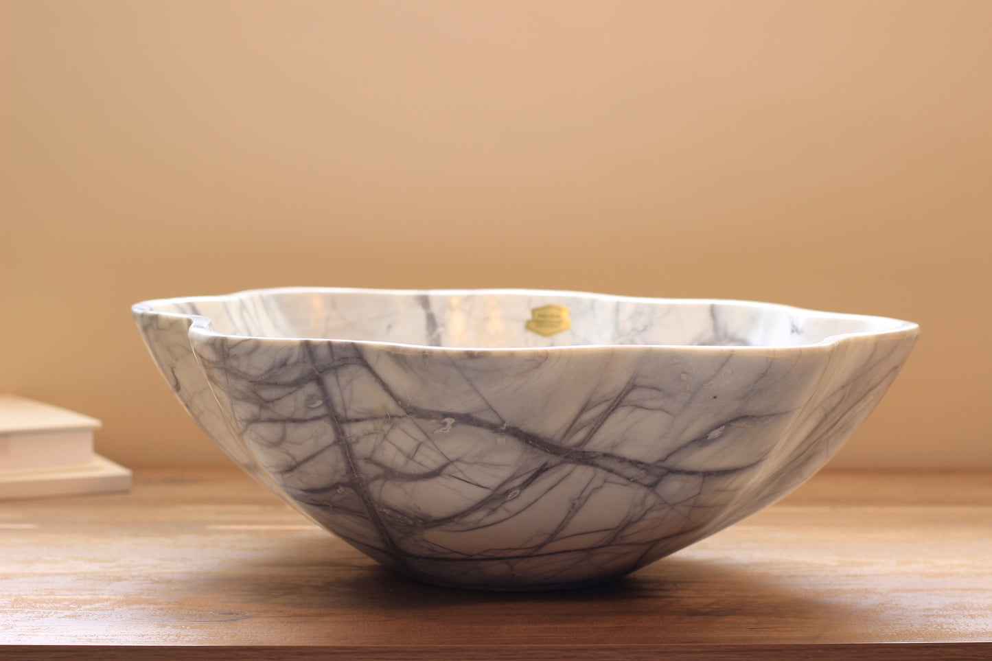 Grey Marble Centerpiece Bowl – 15" x 12" Handcrafted Statement Piece