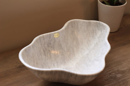 Grey Marble Centerpiece Bowl – 16" x 12" Handcrafted Statement Piece