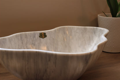 Grey Marble Centerpiece Bowl – 16" x 12" Handcrafted Statement Piece