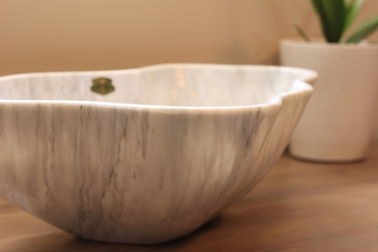 Grey Marble Centerpiece Bowl – 16" x 12" Handcrafted Statement Piece
