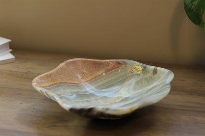 Green Onyx Accent Centerpiece Bowl – 10" x 9" Handcrafted Decorative Piece