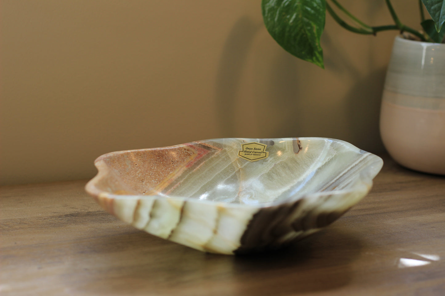 Green Onyx Accent Centerpiece Bowl – 10" x 9" Handcrafted Decorative Piece
