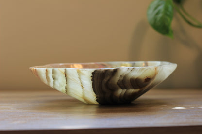 Green Onyx Accent Centerpiece Bowl – 10" x 9" Handcrafted Decorative Piece