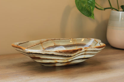 Green Onyx Accent Centerpiece Bowl – 10" x 8" Handcrafted Decorative Piece