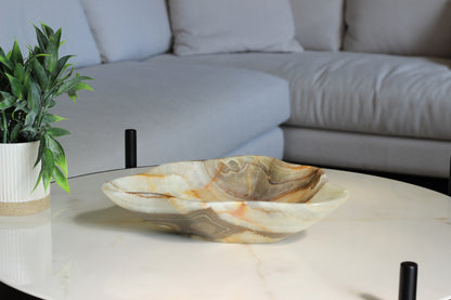 Green Onyx Accent Centerpiece Bowl – 10" x 8" Handcrafted Decorative Piece
