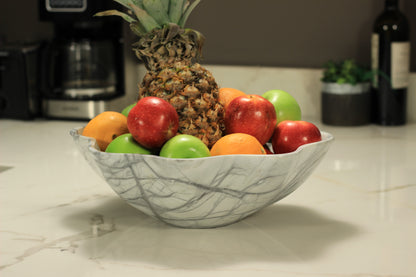 Grey Marble Centerpiece Bowl – 15" x 12" Handcrafted Statement Piece
