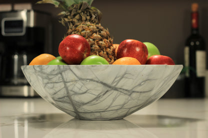 Grey Marble Centerpiece Bowl – 15" x 12" Handcrafted Statement Piece