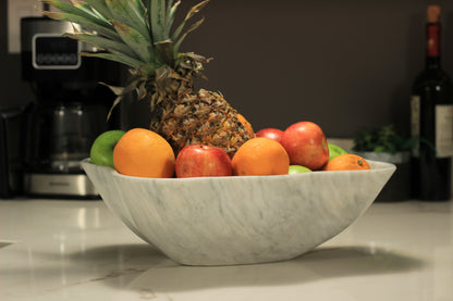 Grey Marble Centerpiece Bowl – 16" x 12" Handcrafted Statement Piece