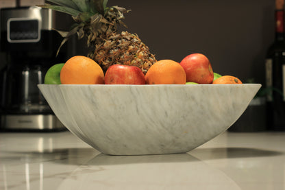 Grey Marble Centerpiece Bowl – 16" x 12" Handcrafted Statement Piece