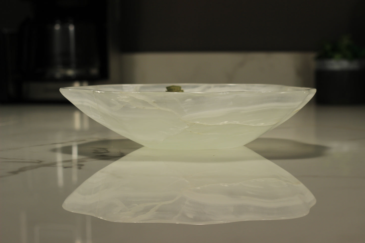 White Translucent Onyx Centerpiece – 12" x 10" Handcrafted Accent Piece