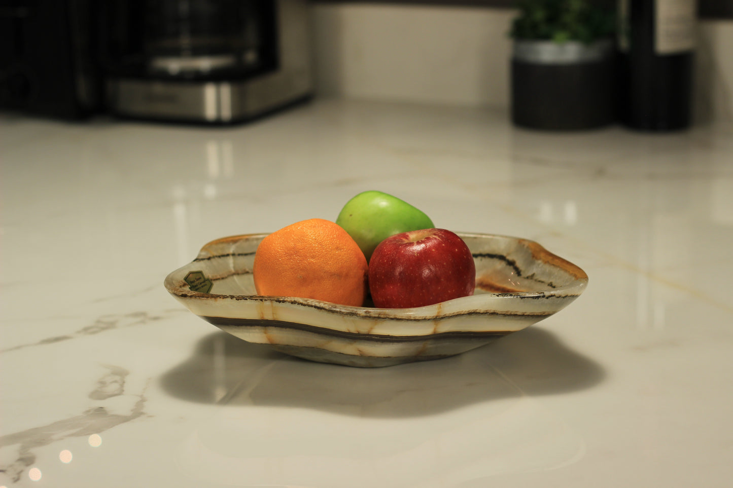 Green Onyx Accent Centerpiece Bowl – 10" x 8" Handcrafted Decorative Piece