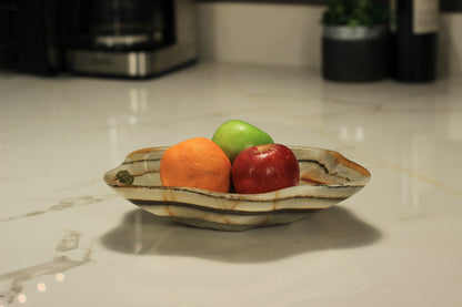 Green Onyx Accent Centerpiece Bowl – 10" x 8" Handcrafted Decorative Piece