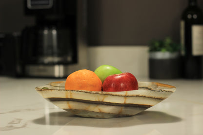 Green Onyx Accent Centerpiece Bowl – 10" x 8" Handcrafted Decorative Piece