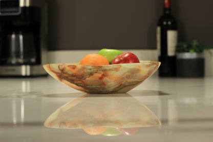 Green Onyx Accent Centerpiece Bowl – 11" x 7" Handcrafted Decorative Piece
