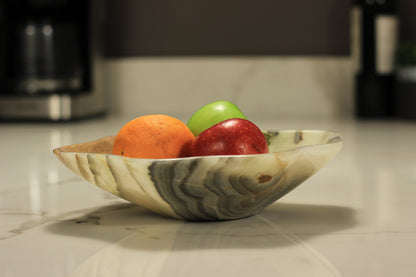 Green Onyx Accent Centerpiece Bowl – 10" x 9" Handcrafted Decorative Piece
