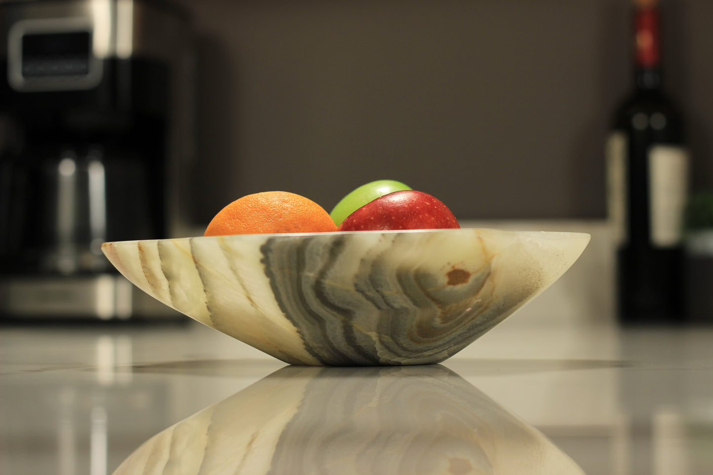 Green Onyx Accent Centerpiece Bowl – 10" x 9" Handcrafted Decorative Piece