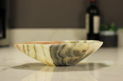Green Onyx Accent Centerpiece Bowl – 10" x 9" Handcrafted Decorative Piece
