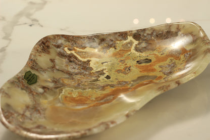 Green Onyx Accent Centerpiece – 13" x 8" Handcrafted Decorative Piece
